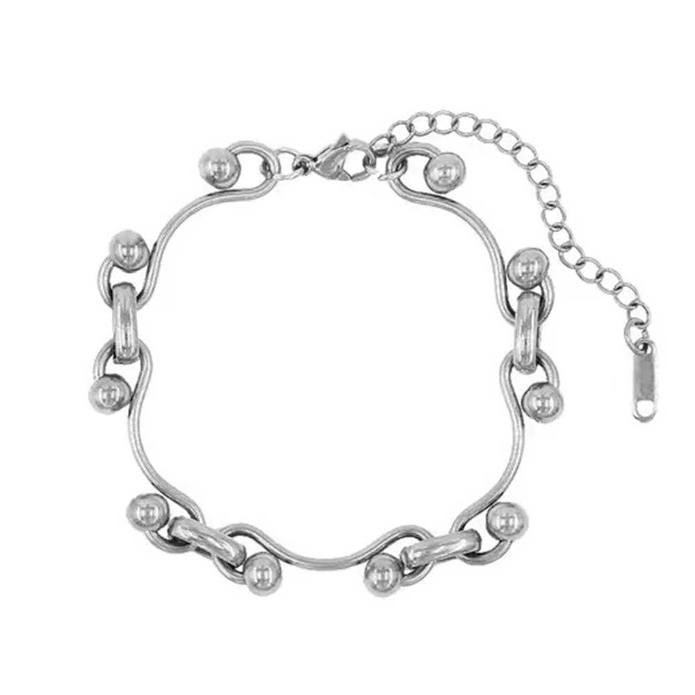 Y2K Stainless Steel Wave Ball Chain Necklace for Men Punk Glenger Fashion Handmade JewelryXJ250422