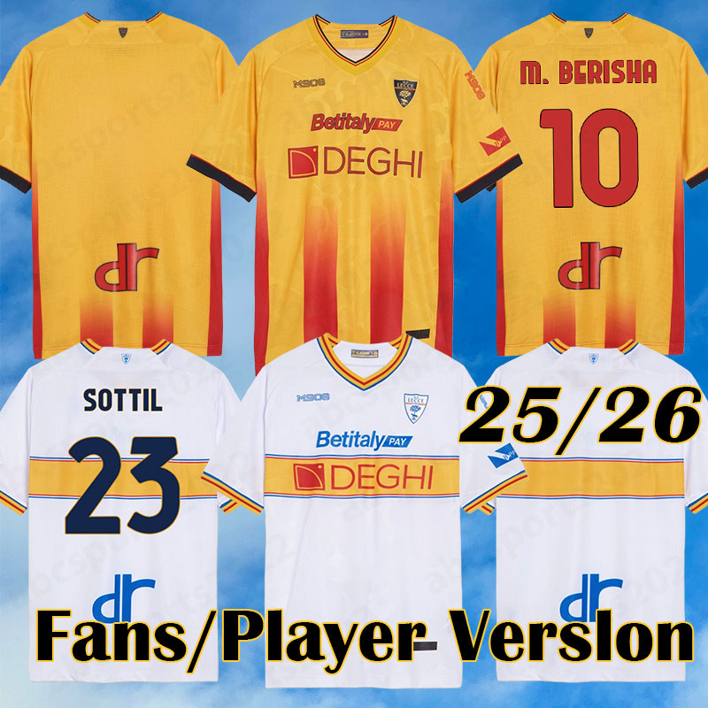 2025-2026 Lecce soccer jerseys 25/26 NDRI M.BERISHA CAMARDA SOTTIL COULIBALY KABA TIAGO.G T.MORENTE STULIC PIEROTTI BANDA men kids kits socks sets football shirts etc.