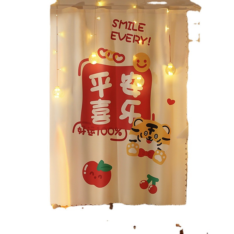 A821 digital printed Velcro curtain, punch-free installation of blackout cloth, simple cartoon small window shade for rental house