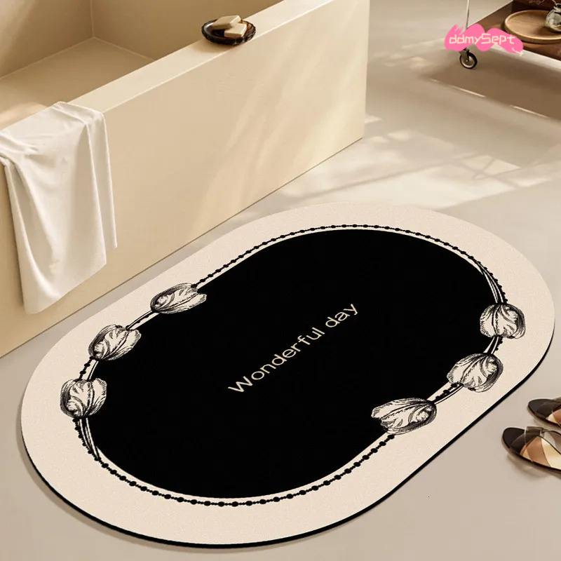 Light Luxury French Style Bathroom Toilet Door Absorbent Quick Dry Non Slip Diatomaceous Earth Mat H11.21 ddmysept