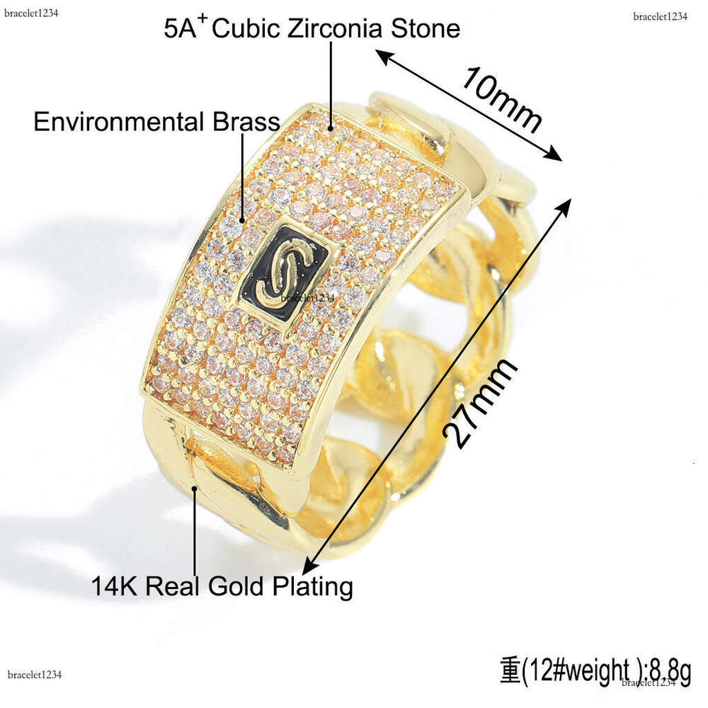 Luxury designer Hip Hop Men Women Few Ice out VVS Moissanite 14K gold Full Diamond Cuban Chain Hip Hop Ring with free shipping