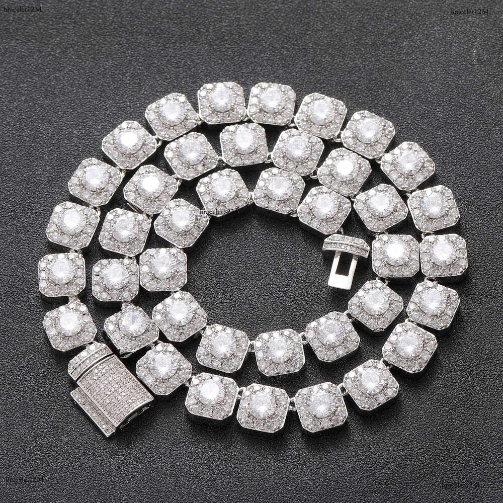 Luxury designer's new 10mm large ice out VVS Moissanite rock candy chain Men's and women's hip hop necklace bracelet Free delivery