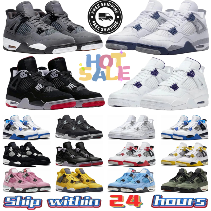 Free delivery 4s sports shoes basketball shoes designer shoes help men and women black cat white cement university blue outdoor casual shoes