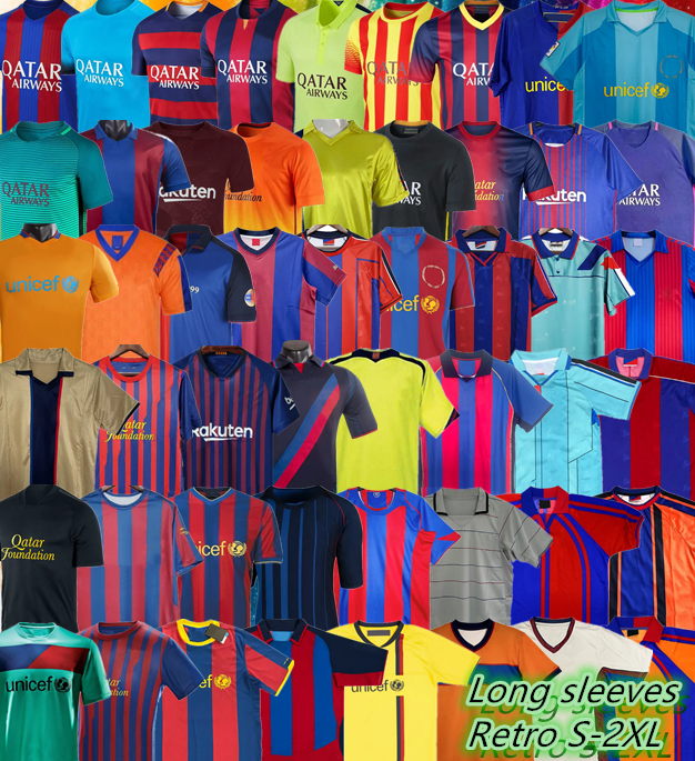 RONALDINHO Retro Barcelonasoccer jersey 99 80 91 92 93 94 95 96 03 04 05 RIVALDO XAVI Iniesta finals maillot de foot MessiS 06 07 08 09 10 11 14 15 Long sleeve Football Shirt
