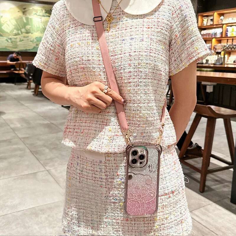 Cute glitter bear for iphone 14 13 12 11Promax new crossbody lanyard iPhone 14/15plus phone case