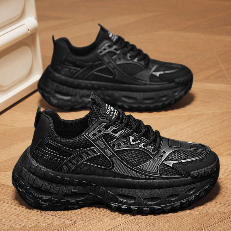 Men's sports casual shoes, vintage style tire soles, 2025 spring new breathable thick soled dad shoes