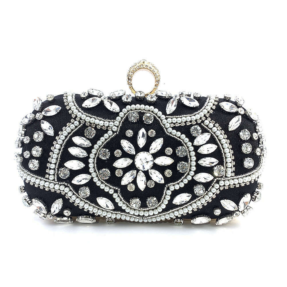 Chaozhou Hengmei Handbag Factory Banquet Handmade Pearl Embroidery Bright Film Women's Handheld Evening Dress Bag
