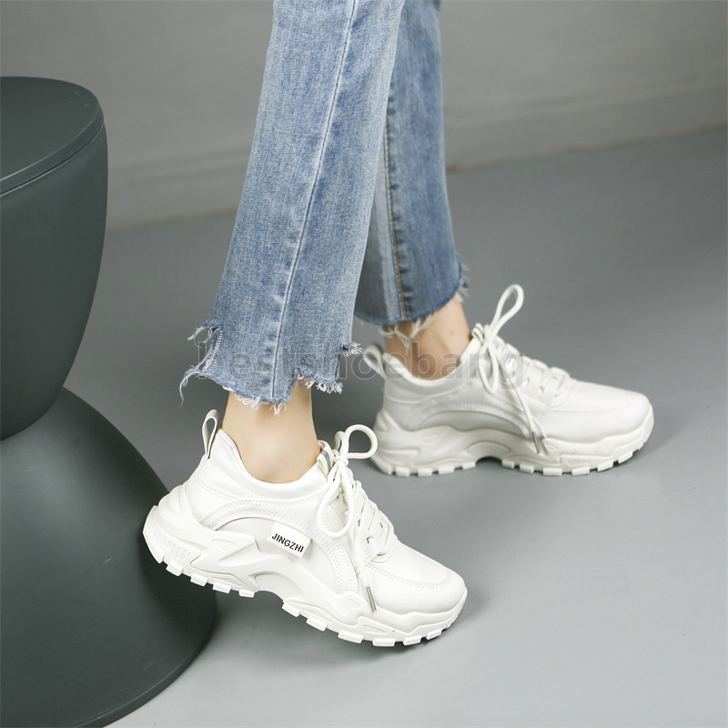 2025 Free Shipping Designer Shoes Sneakers Running Shoes Womens Fashion White Black Leather Womens Trainers Comfortable Platform Runner daddy shoes Ou