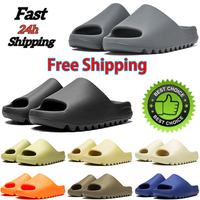 Free Shipping Designer Slippers Slides Men Women Sandals Slate Grey Flax Salt Dark Onyx Marine Granite Azure Ochre Glow Green Orange Womens Mens Slippers