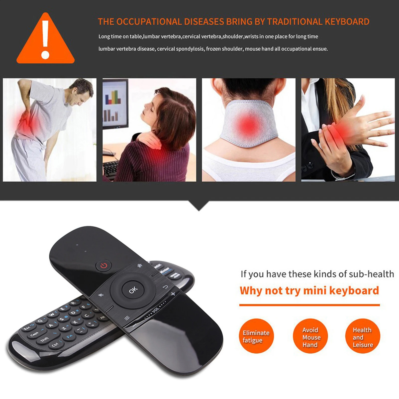 W1 Air Mouse Wireless Keyboard Remote Control 2.4G IR Learning 6-Axis gyroscope Motion Sense for Smart TV Android TV Box PC 250417