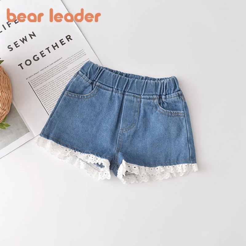 Bear Leaders 27 year summer baby girl lace shorts childrens open top fashionable womens jeans 250414z