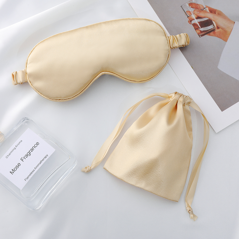 Silk-like eye mask with drawstring bag, 2-piece set, portable travel storage bag, light-blocking sleep eye mask for eye protection