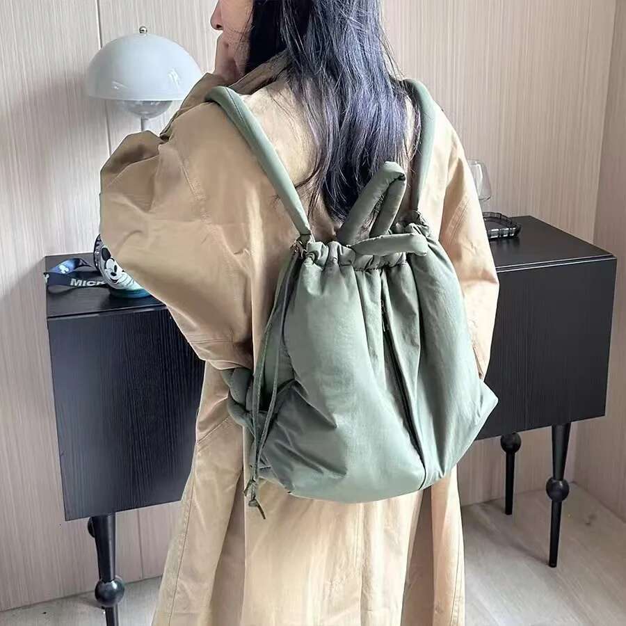 Nylon Women's Down Padded Cotton, Fashionable Student Backpack, Portable Makeup Bag, Casual Shoulder Bag Designer's bag