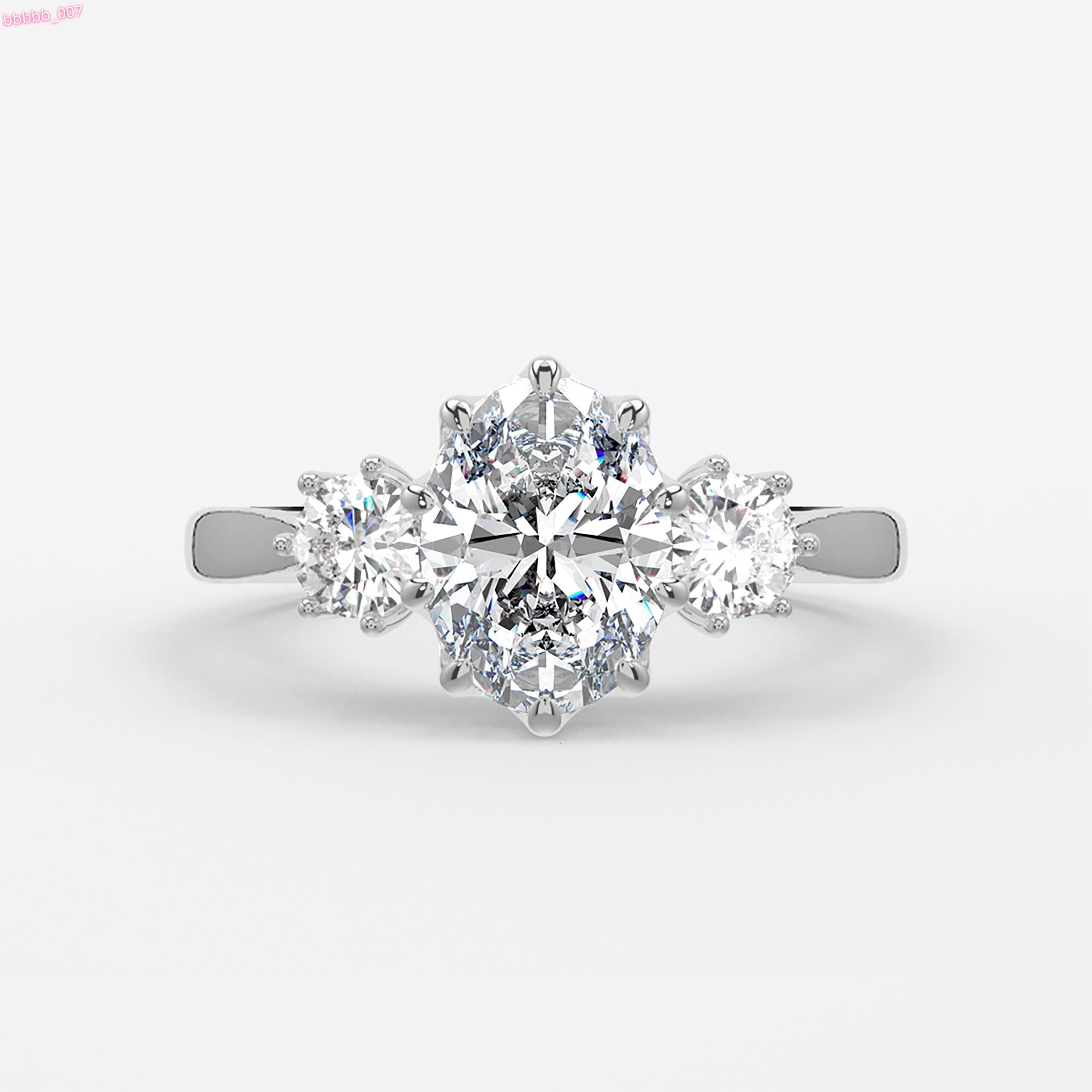 Igi Certified Cvd Diamond 18k Solid White Gold Oval Round Cut Lab Grown Prong Set Diamond Engagement Ring Jewelry for Women