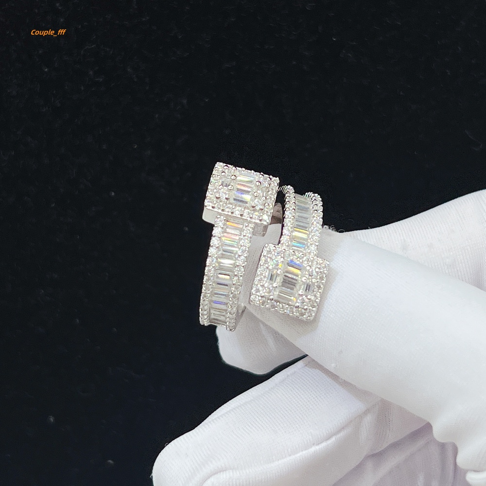 Baguette Diamond Ring Custom Sterling Silver S925 Hip Hop Luxury Moissanite Iced Out Diamond Rings