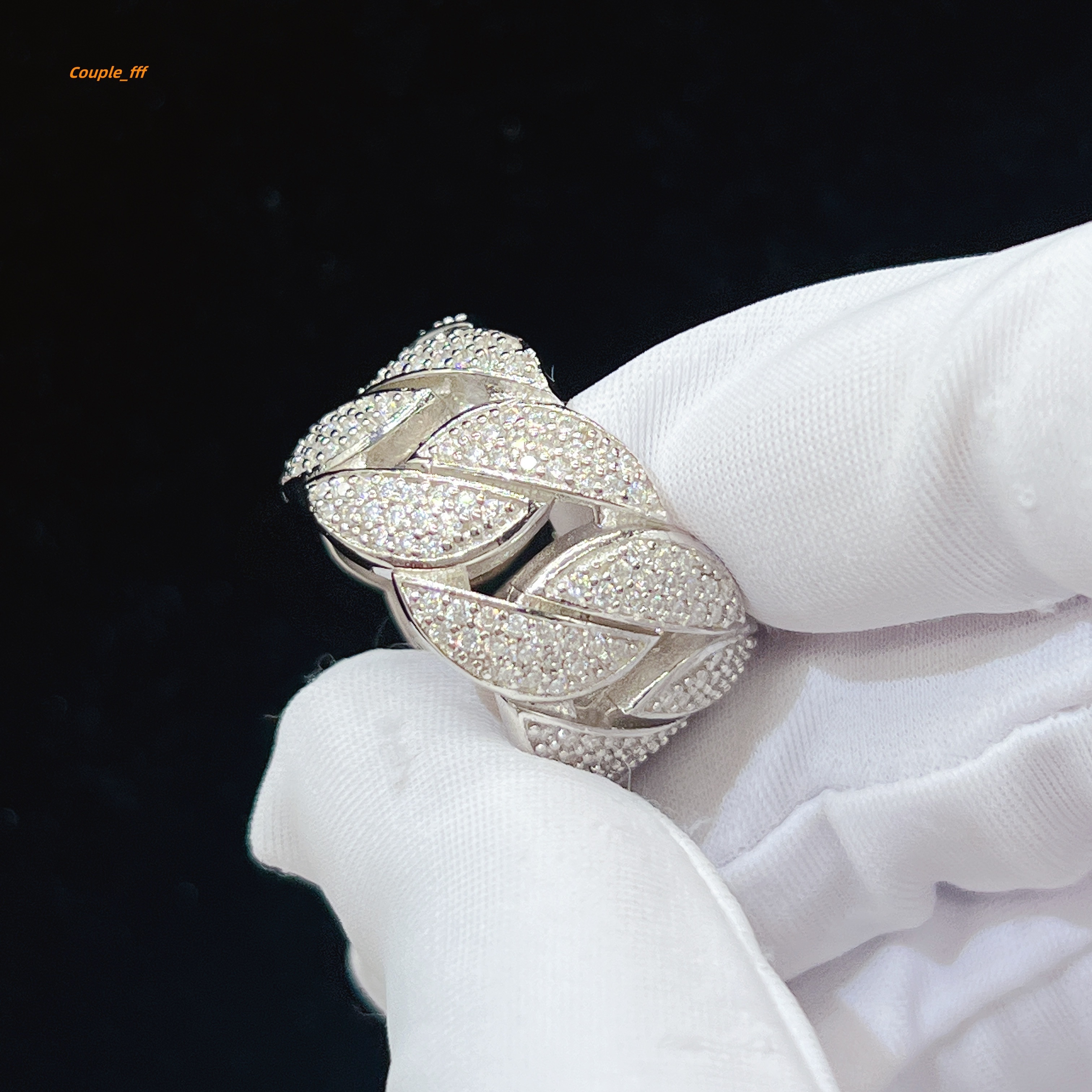 S925 Sterling Silver VVS Moissanite Diamond Fashion Ring Iced Out Diamond Cuban Hip Hop Rings Men