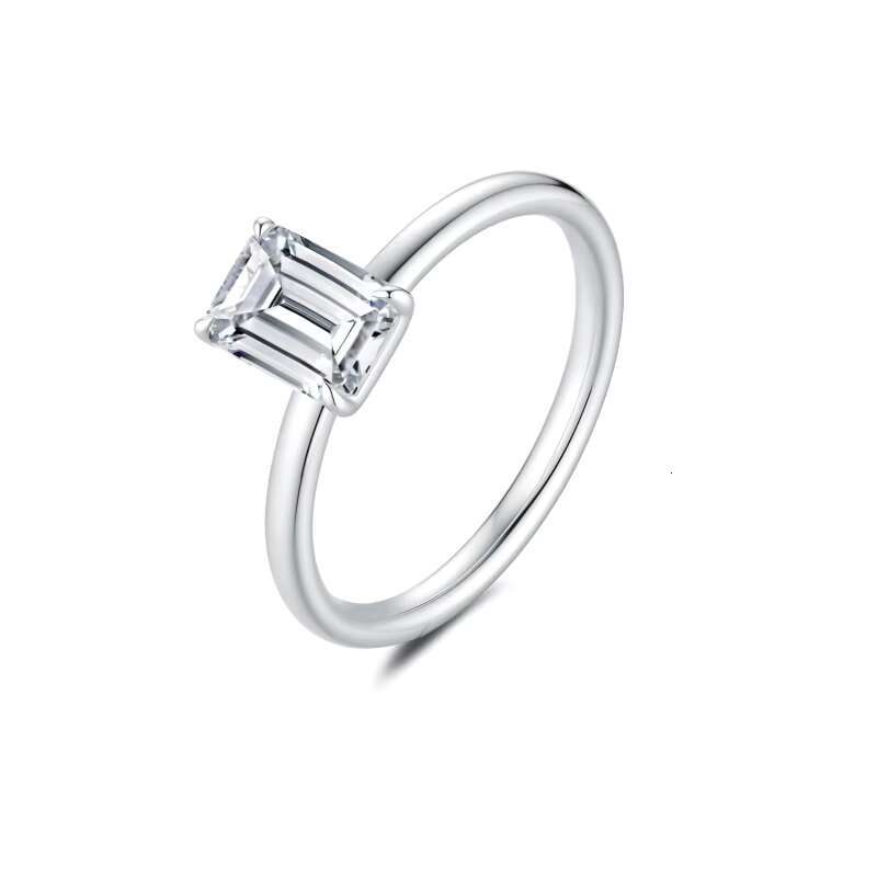 18K White Gold Classic Style Lab Grown Emerald Diamond Ring Wedding/Engagement Sample Unisex Party Jewelry Gift CVD/HPHT Cut
