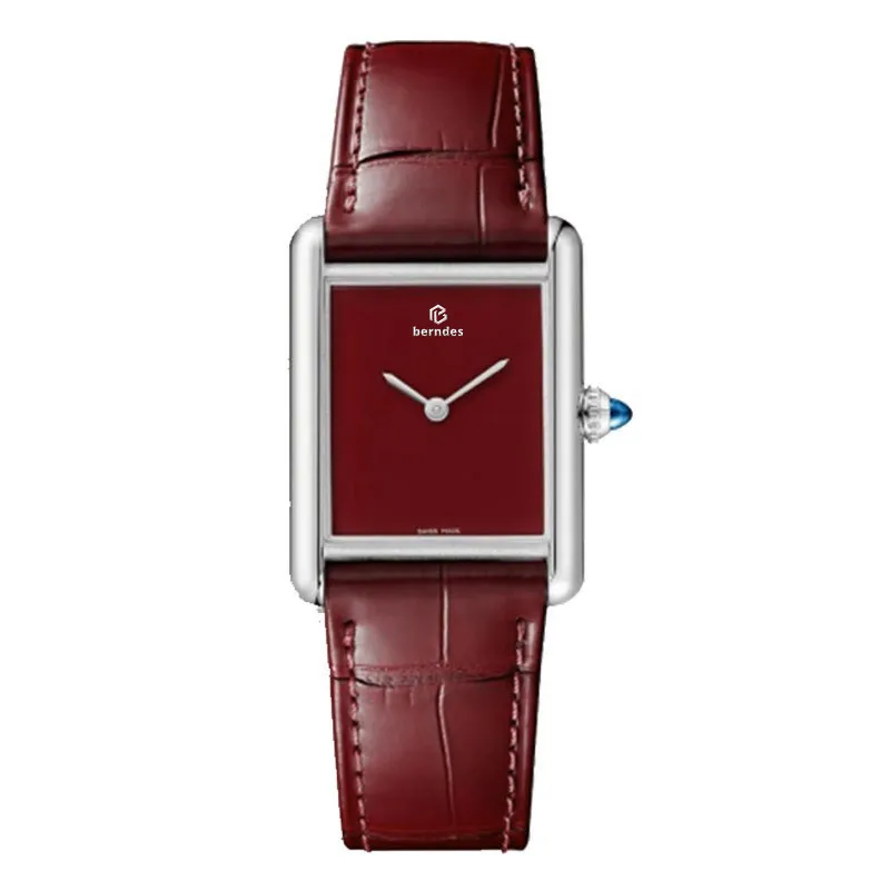 High-end Watch Fashion couple watch simple appearance modeling imported calfskin sapphire inset suitable for party travel golden generous