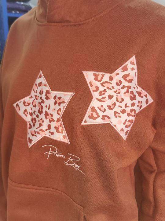2025 star embroidered hooded versatile loose casual pullover hoodie