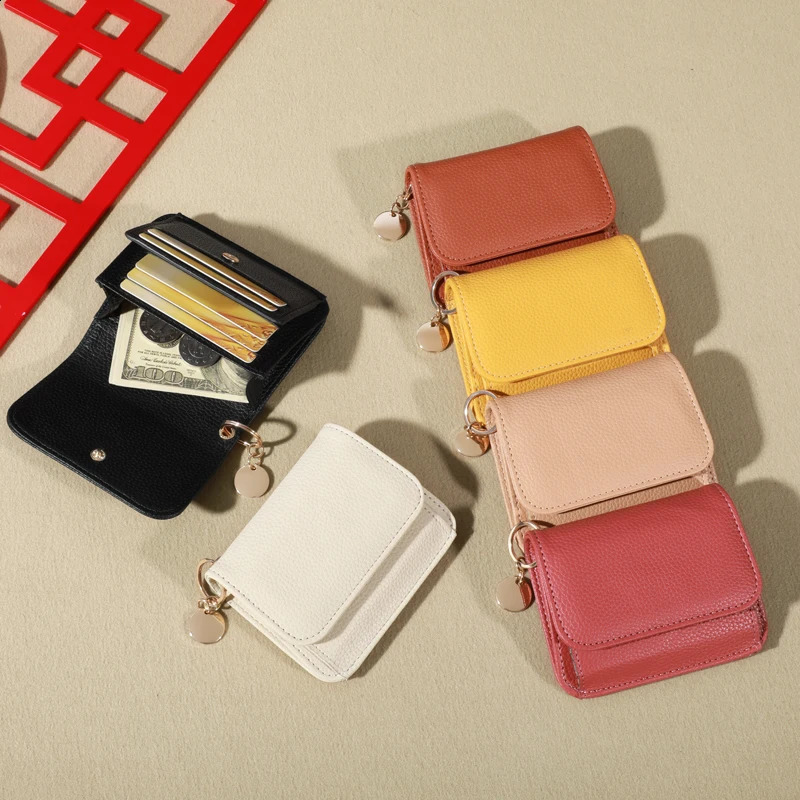 Vintage Solid Color Short Wallet Portable Bifold Coin Purse Womens Credit Card Holder R250423