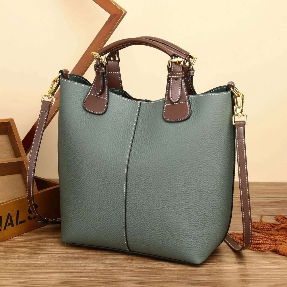 Zency Women Leather Designer Bucket Bag Large Retro Tote Handbag Female Shoulder Composite Bags Crossbody Shopper Ba Bag