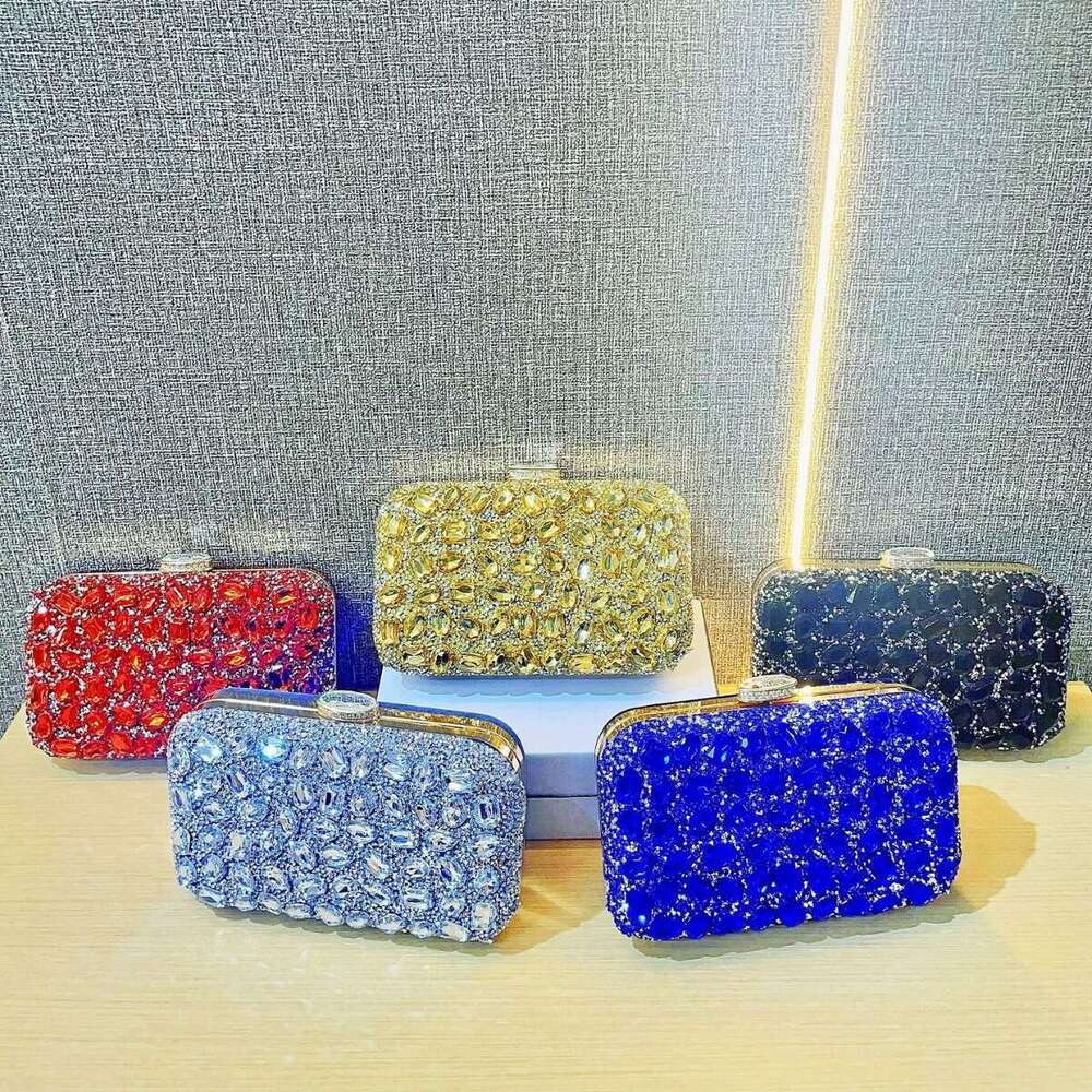 New Full Shiny With Diamond Inlaid Handheld Evening Wedding Party Small Square Women's Bag