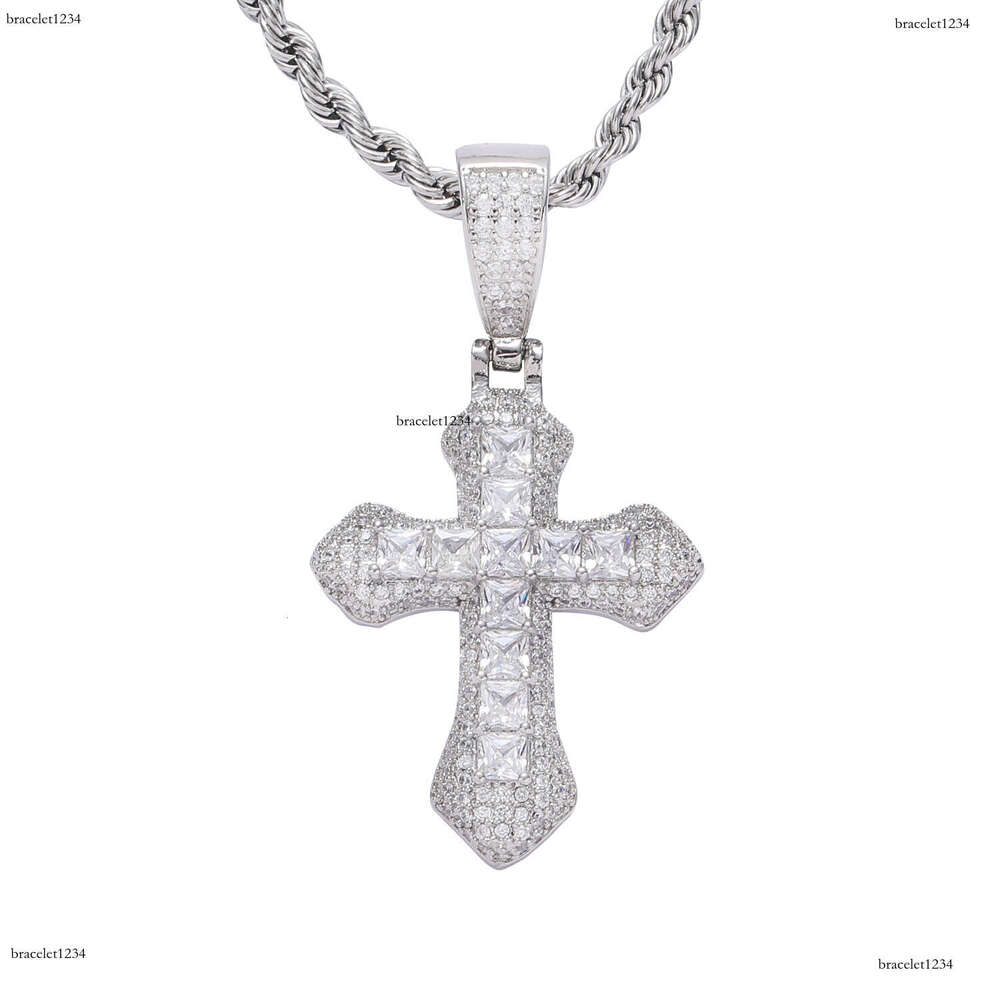 Luxury designer Pendant Purple Ice Out VVS Moissanite Pendant Men Women Cross Hip Hop Necklace with FREE shipping