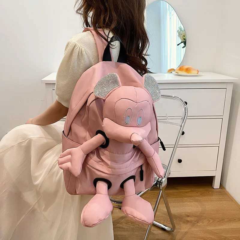 Disney Hot Large Capacity Backpack Minnie Mouse Mickey Student Backpack Cartoon Doll Backpack Trend Shoulder Bag GiftXJ250422