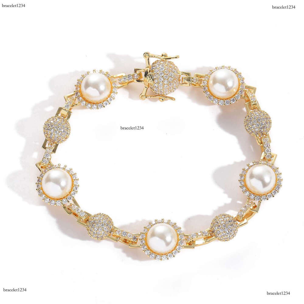Luxury Hip hop Ice out VVS Moissanite Pearl necklace bracelet for men and women Free delivery
