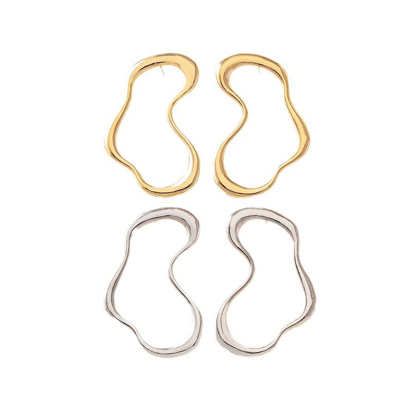 Minimalist Irregular Hollow Geometry Metal Big Stud Earrings Punk Statement Gold Color Earring Women's Charm Ear Jewelry Gifts