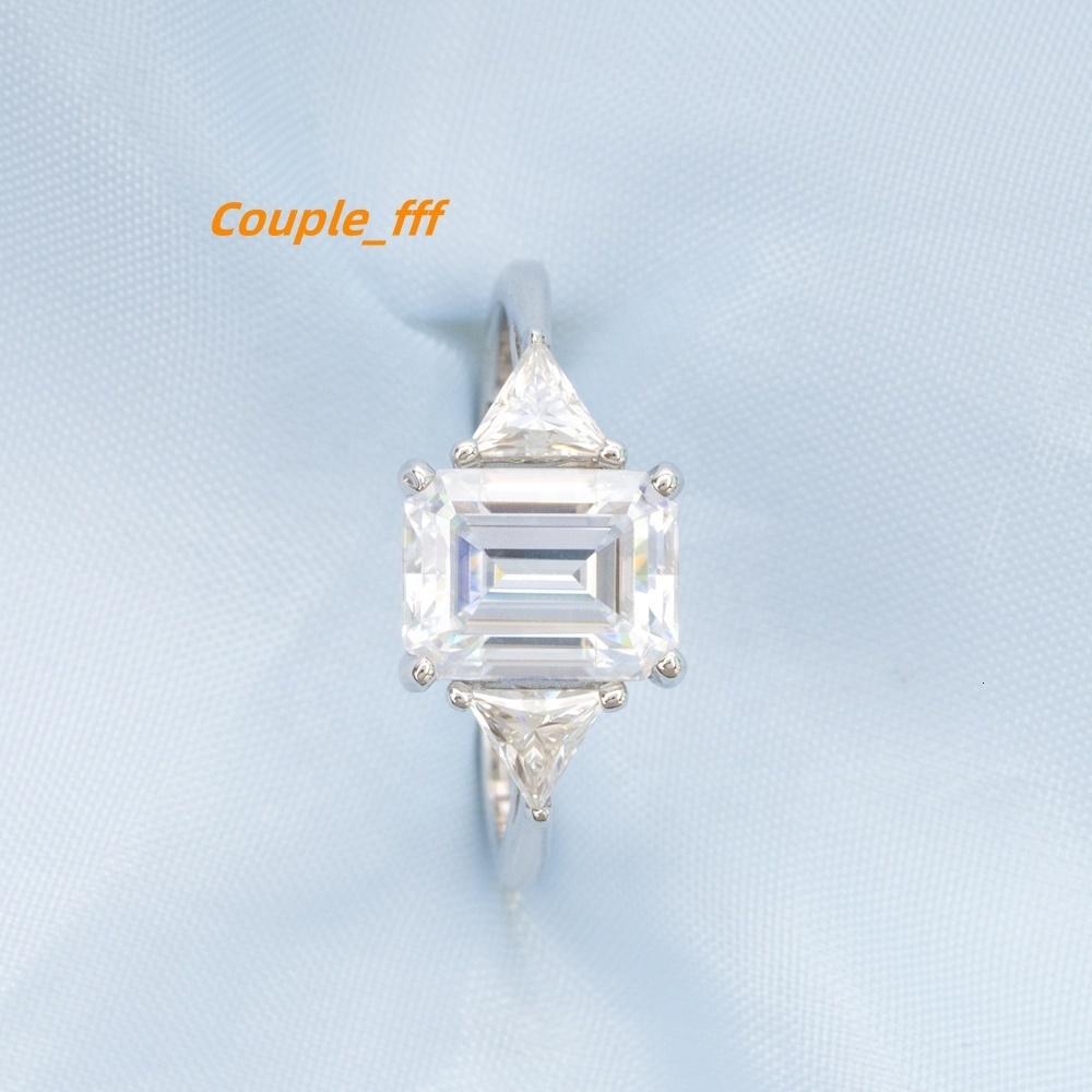 Fashion Sparking Bling Triangle Emerald Cut 2ct Wedding Engagement Moissanite Diamond New Arrival Ring