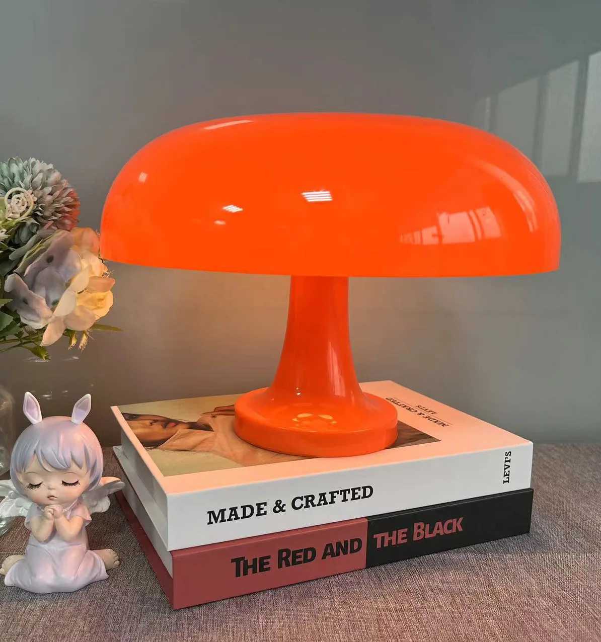 Mushroom table lamp minimalist modern bedroom bedside lamp Danish designer orange decorative table lamp Z250618