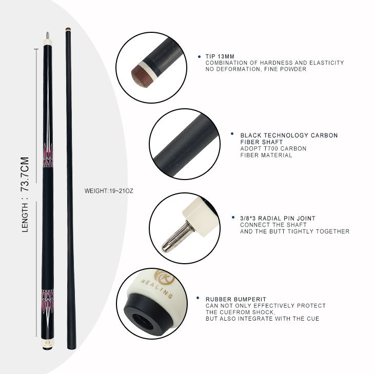 OKHEALING Billiards Cue Set Punch Break Cues 12.9mm Carbon Fiber Shaft for Pool Cue Game Black Technology Hard Tip Billard Stick