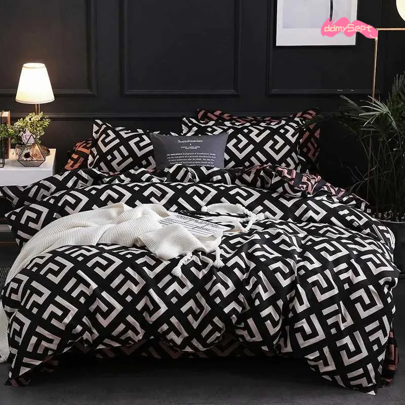 Luxury Black Bedding Comforter with Case SIngle Full Size Linen Duvet Cover Set Queen/King Double Single Bed X250203 ddmysept