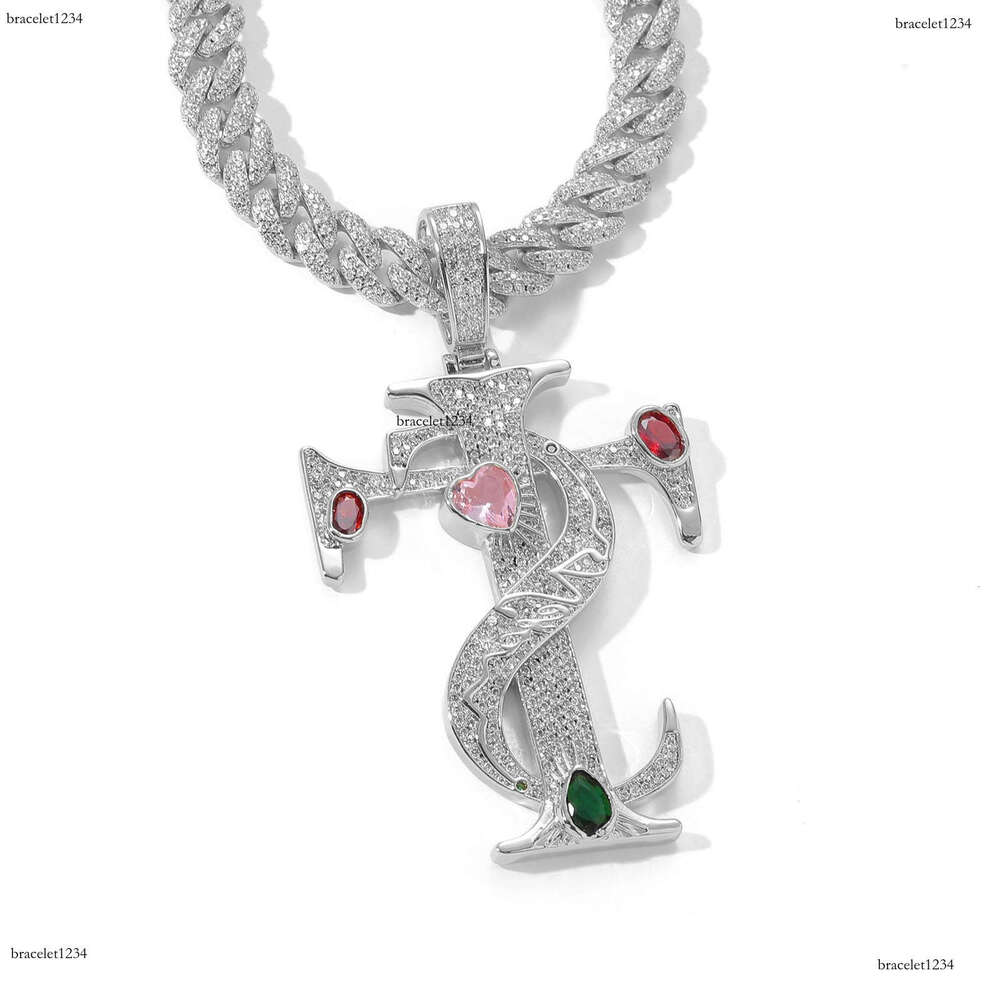Luxury designer Men Women's Sterling silver Cross Pendant inlaid with colored ice out VVS Moissanite Hip Hop necklace Free shipping