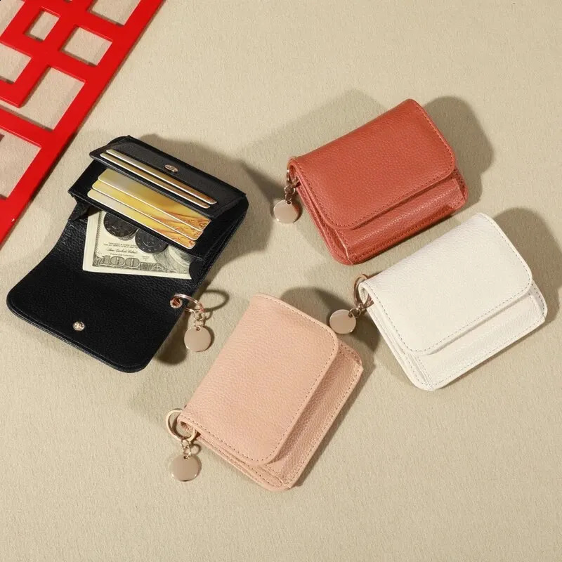 Vintage Solid Color Short Wallet Portable Bifold Coin Purse Womens Credit Card Holder R250423