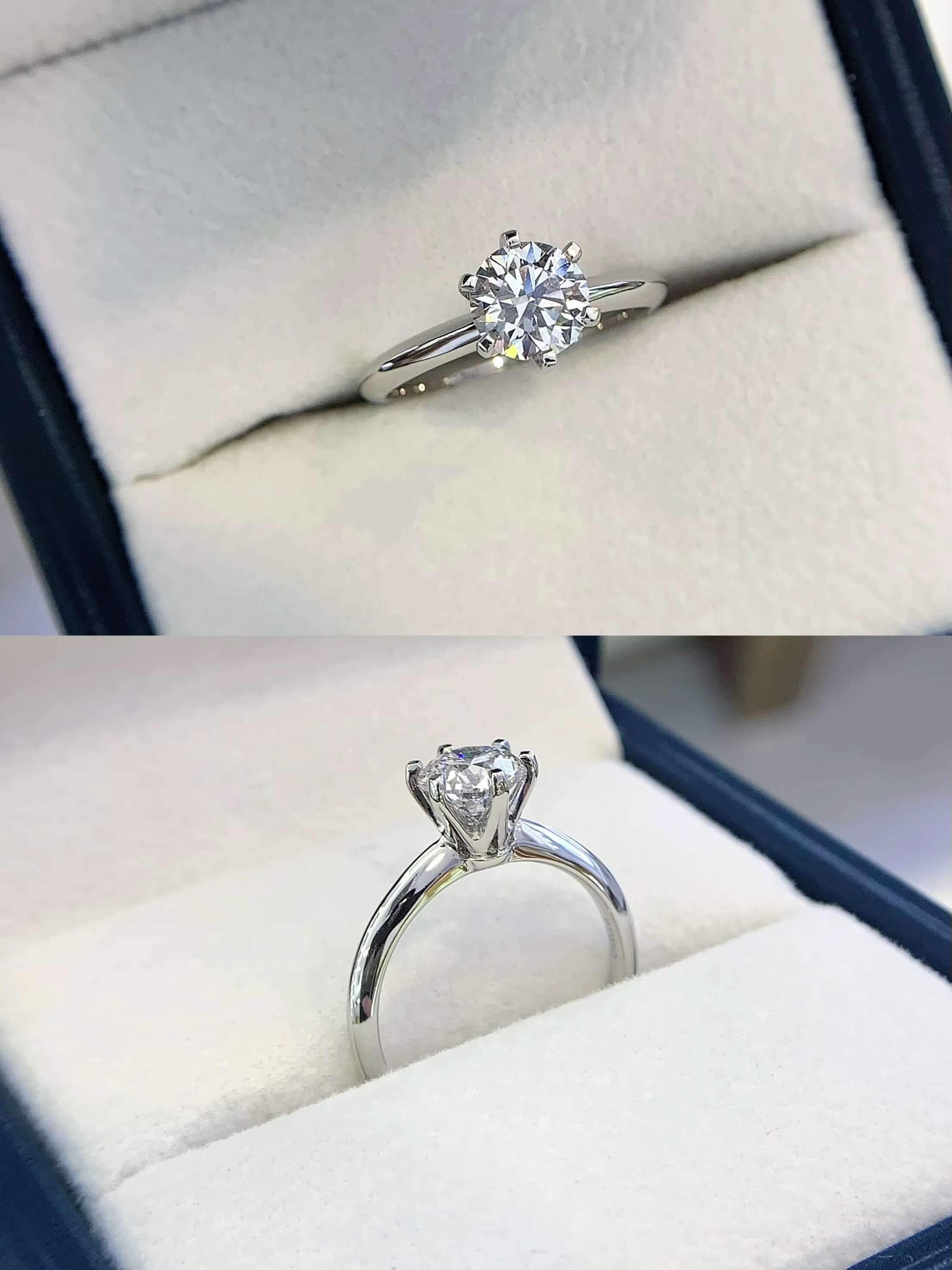 Best Quality 1CT 2CT 3CT 4CT 5CT 6CT Round Lab Grown Diamond 18K Solid Gold Six-prong Solitaire Wedding Rings for Women
