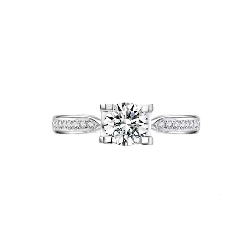 18K White Gold Classic Style Lab Grown Diamond Ring Wedding/Engagement Sample with CVD/HPHT Diamonds Womens Party Jewelry