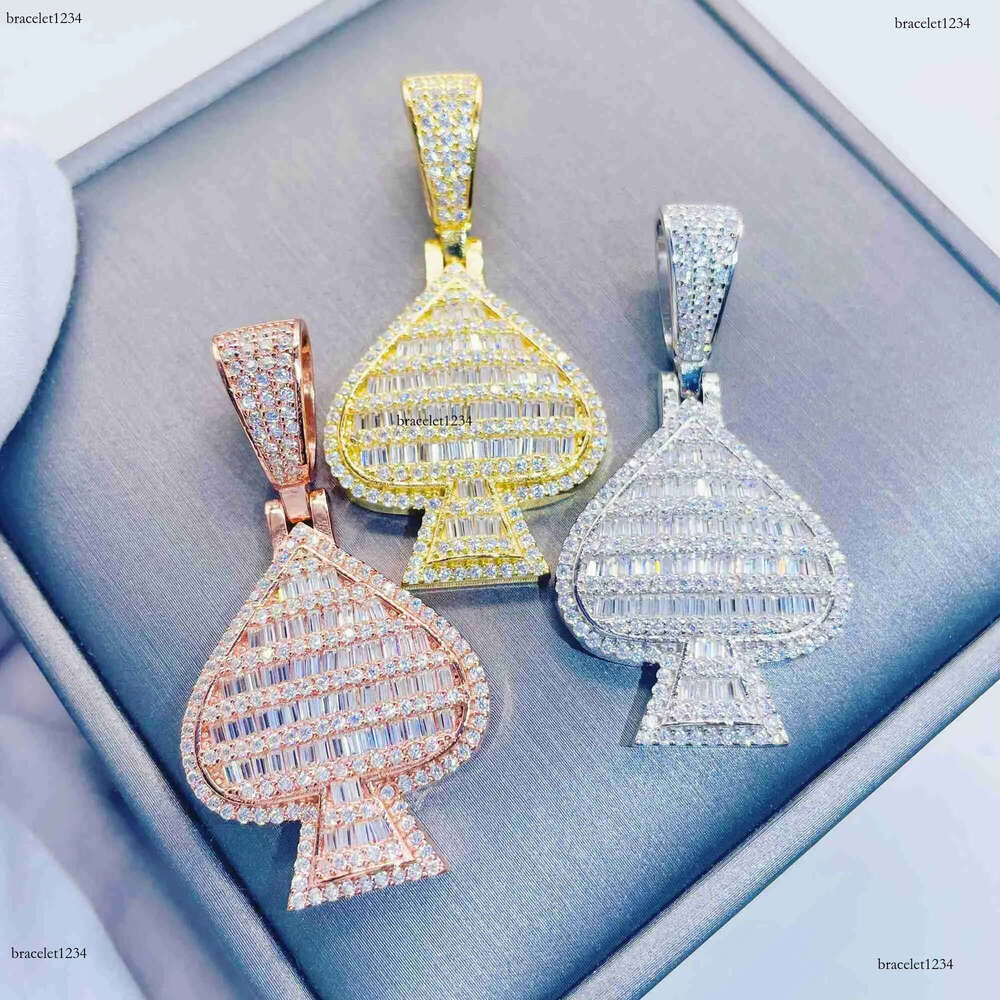 Iced out Jewelry Fashion hip hop Spade design custom Gold Sier Plated pendant VVS Moissanite Pendant