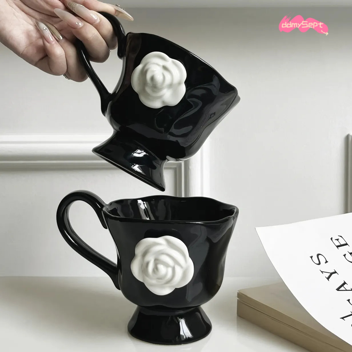 Camellia Cup ml Ceramic Mug with Lid Luxury Floral Design Coffee Tea for Home Office or Gift H11.21 ddmysept