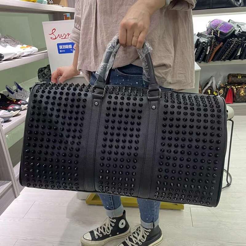 Fashion Casual Men's And Women's Leather Backpack Personality Riveted Travel Handbag Computer Chest Bag Fanny Pack