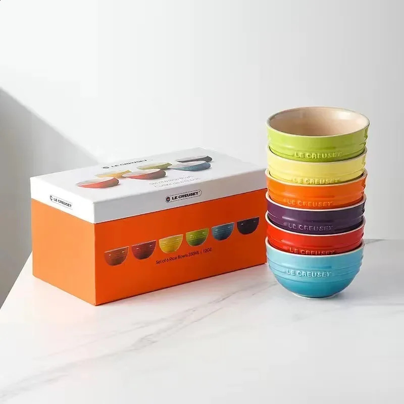 French Cool Rainbow 12cm 15cm 20 Bowl Set Ceramic Stone Kitchen Utensils 6piece High end Gift 250423 - view 3