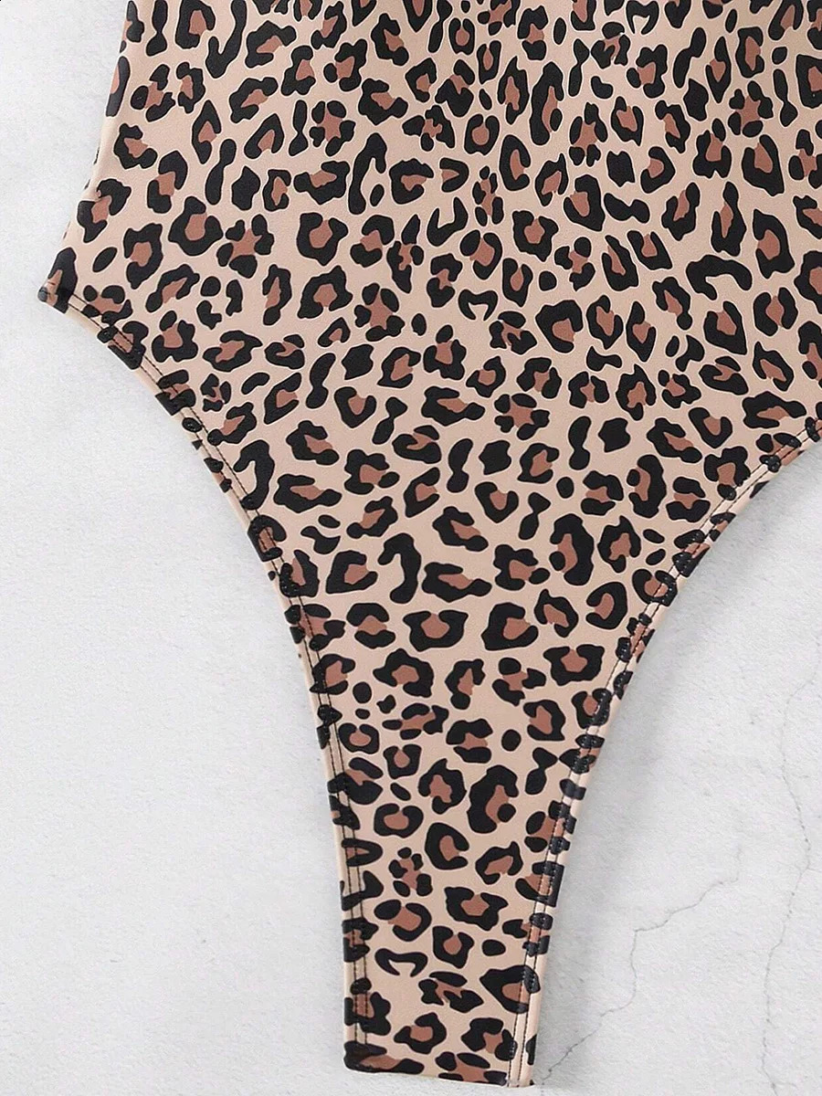 sexy leopard print backless womens thong swimsuit one-piece swimsuit womens Monokini high cut swimsuit 250420