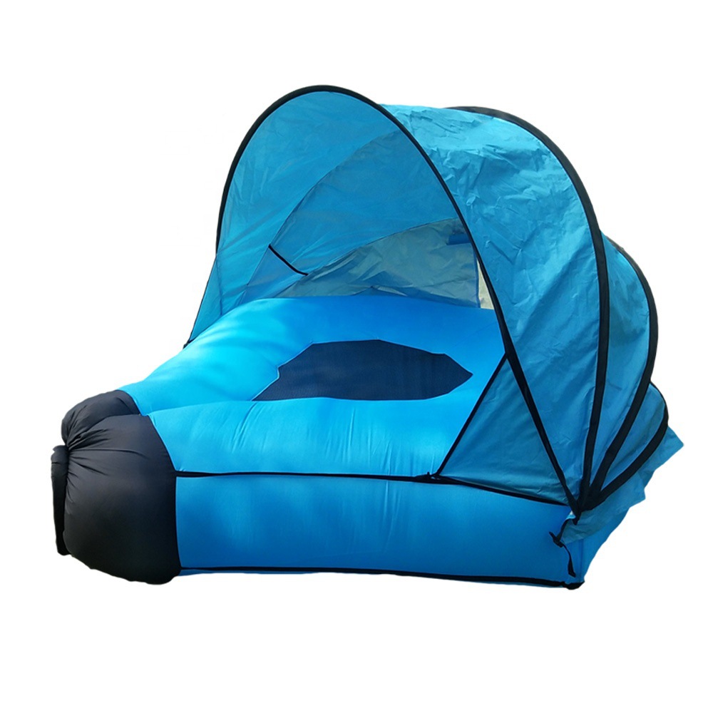 Outdoor Patio Furniture Double Inflatable Couch Garden Sofa Portable Lazy Air Pad Sleeping Bag Bed With Sunshade
