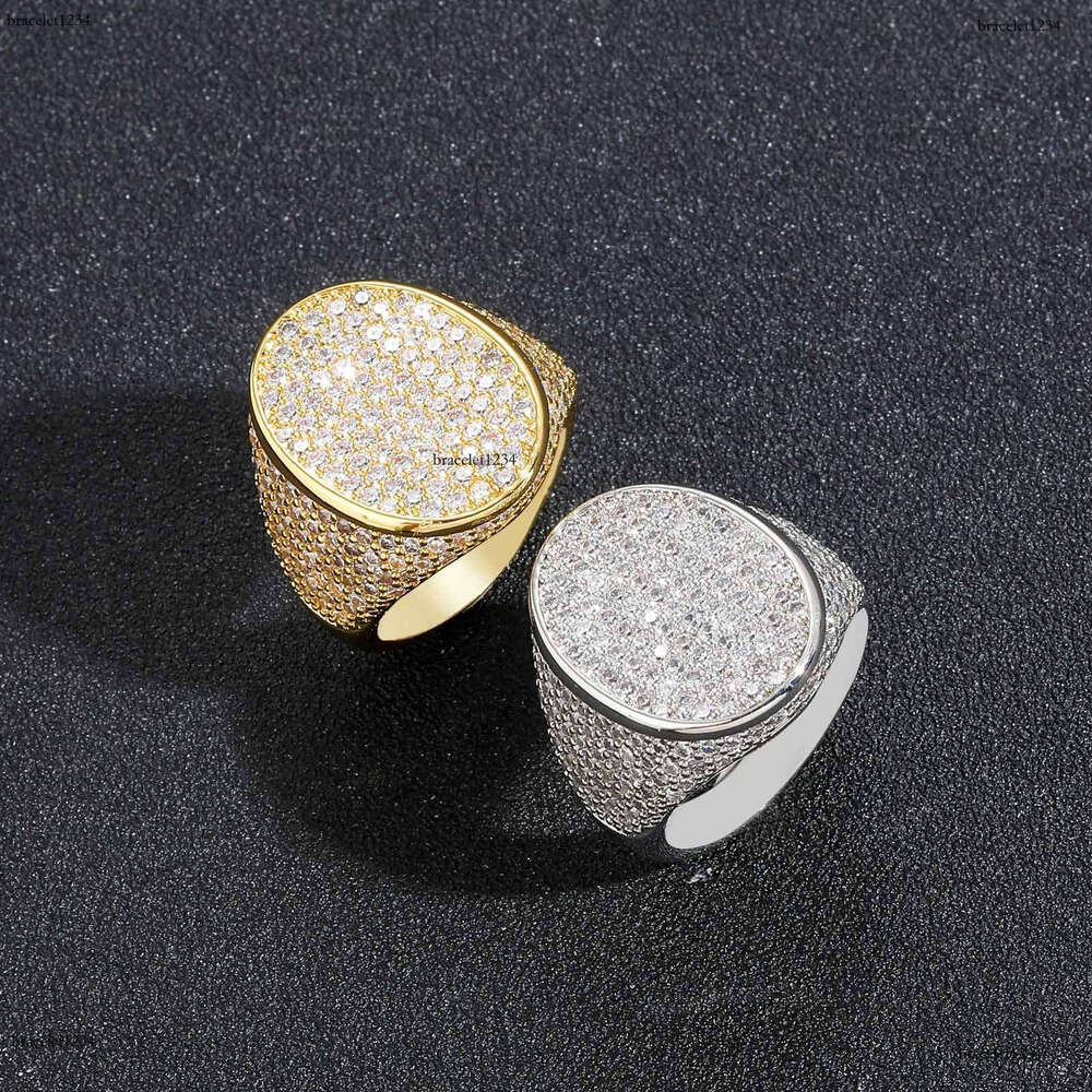 Luxury designer Oval micro-inlaid Ice out VVS Moissanite and all diamonds, Hip-hop men and women Rap diamond ring free shipping