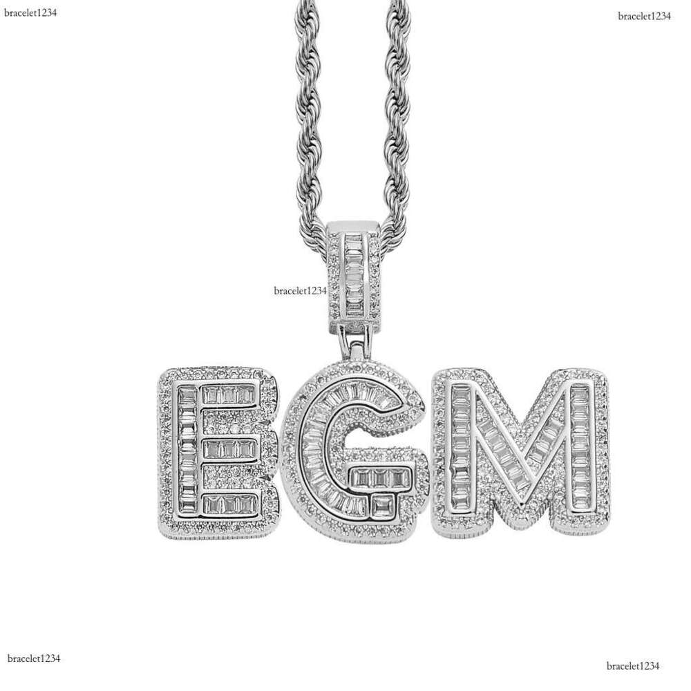 Hip Hop personalized rock candy alphanumeric combination pendant T square Ice out VVS Moissamite necklace for men and women Free delivery