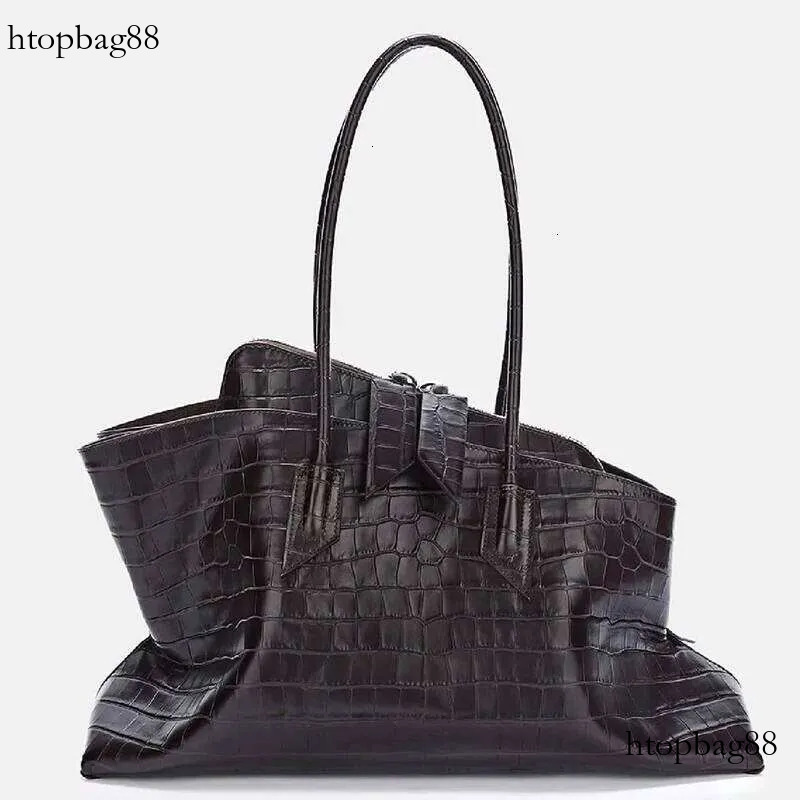 Retro Crocodile Pattern Large Capacity Tote Design Women's Pleated Leather Shoulder Female Daily Commuter Bag 2025