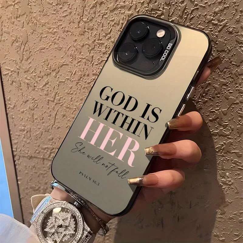 God is Within Her Holy Bible Psalm Case for iPhone 16 12 13 mini 11 14 15 Pro Max XR 8 Plus Hard Plastic Shockproof Laser Cover