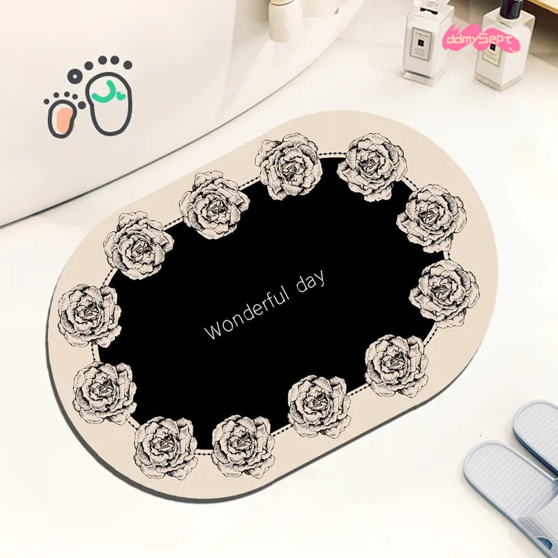 Light Luxury French Style Bathroom Toilet Door Absorbent Quick Dry Non Slip Diatomaceous Earth Mat H11.21 ddmysept