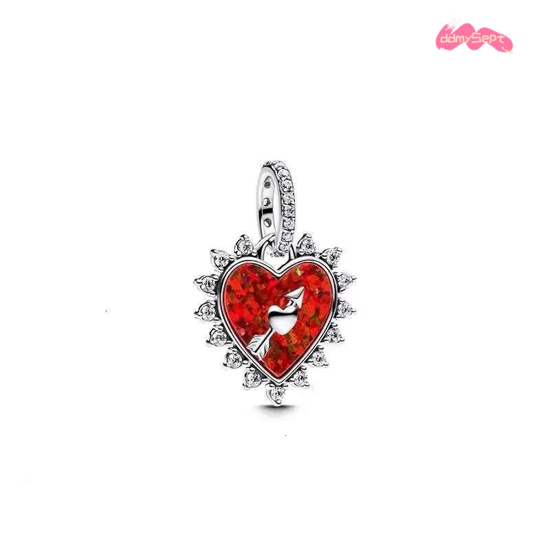New Charms 925 Sterling Silver Rose Butterfly Pendant Charm Double Love Necklace Earrings Set for Women Valentines Day Jewelry Gift ddmysept